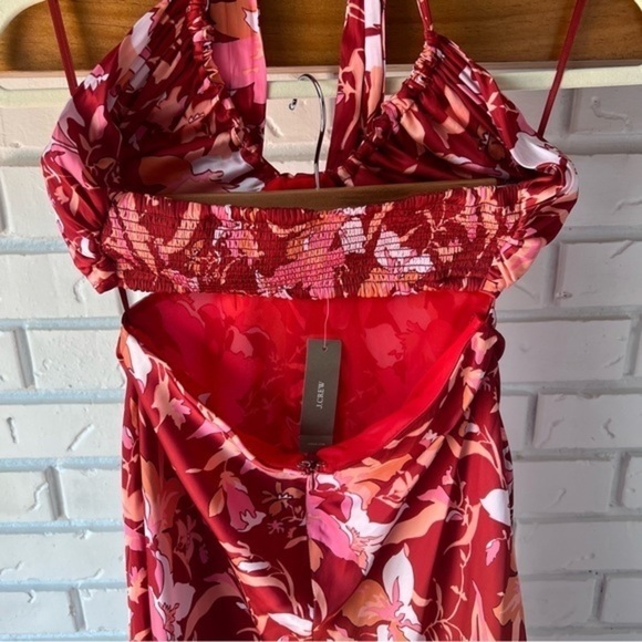 J. Crew Collection Halter Floral Tie Neck Cutout Dress in Red Lily Swirl, Size 0 - Picture 8 of 14